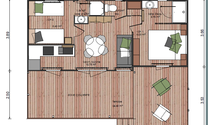 Plan Manyara 2 chambres